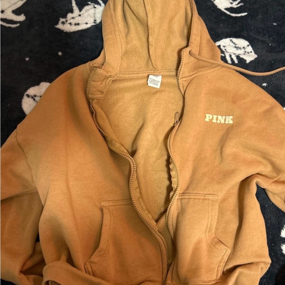 PINK Victoria's Secret Tan Hoodie Jacket